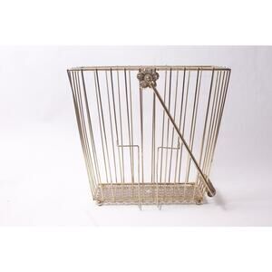 MCM Golden Tone Wire Magazine Rack with Top Handle ~ 260302-WH B-2